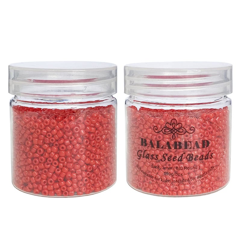 BALABEAD Opaque Red Color Loose Seed Beads About 4000pcs in Box 8/0 Glass Craft Seed Beads for Jewelry Making, Hole 0.7mm (Red) - Image 4